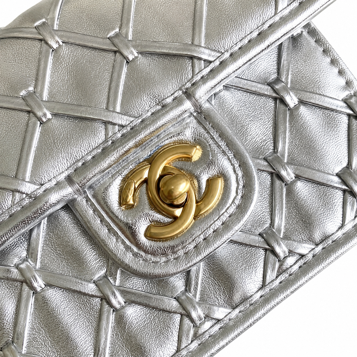 Chanel 2.55 Reissue Mini Flap Bag in Silver Metallic Leather