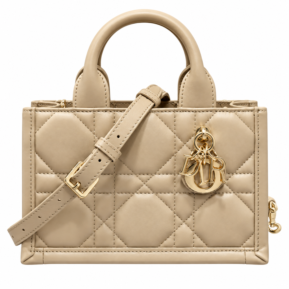 Dior Lady D-Joy Bag in Sand Cannage Leather with Gold CD Charm