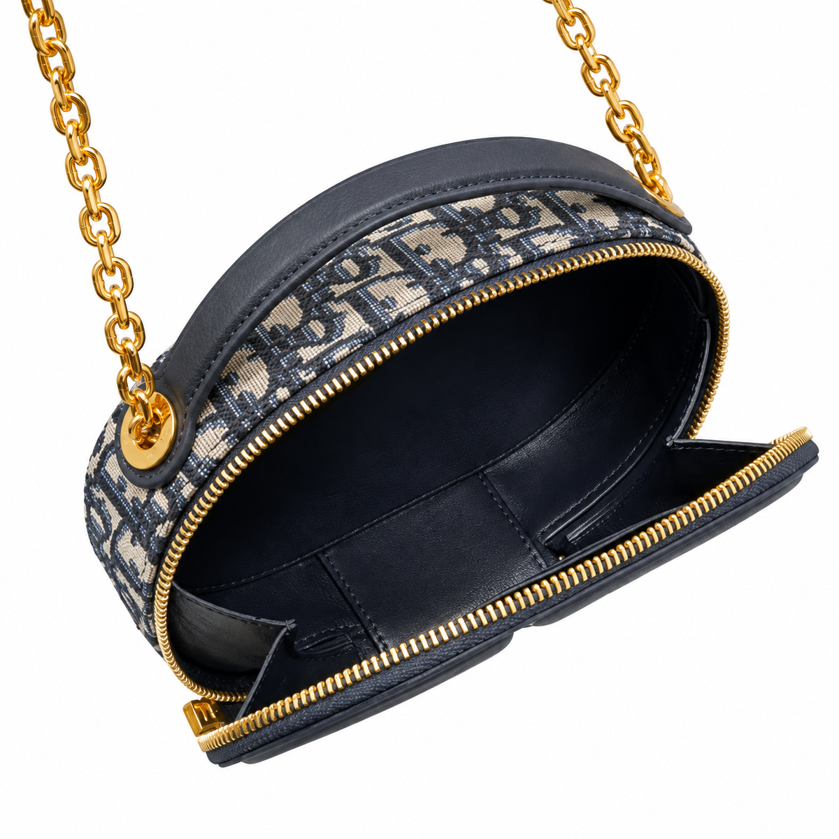 Dior Navy Oblique Oval CD Chain Bag