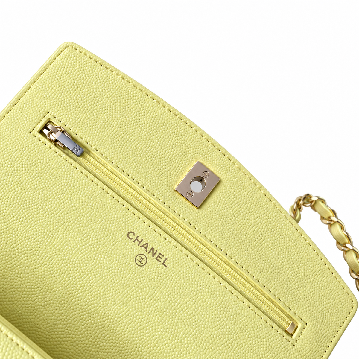 Chanel Yellow Caviar Quilted Mini Top Handle Flap Bag