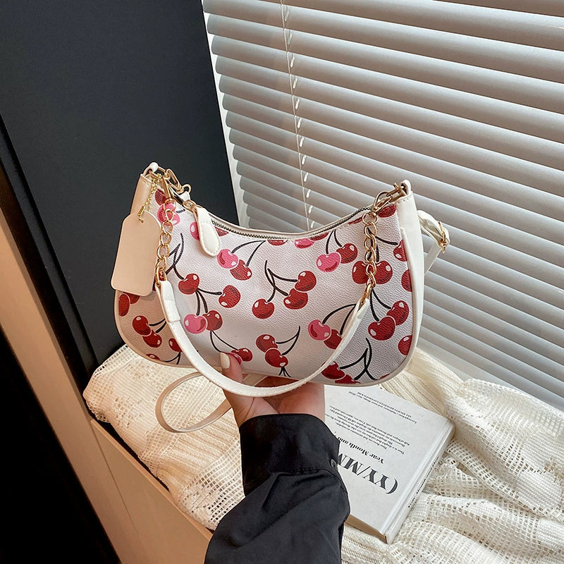 Cherry Print Hobo Shoulder Bag