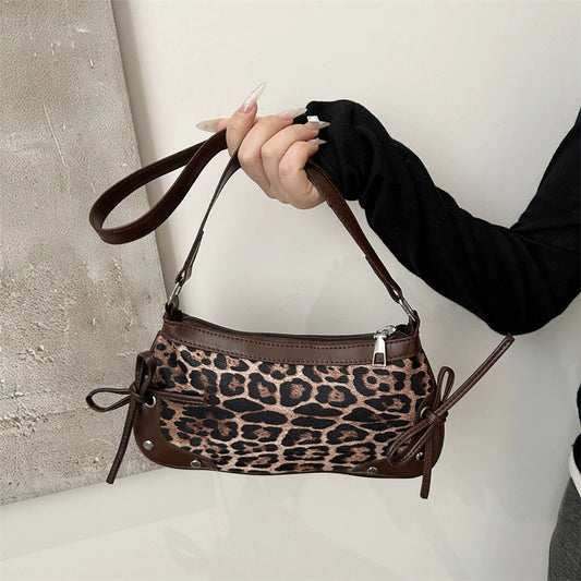 Leopard Print Bow Shoulder Bag