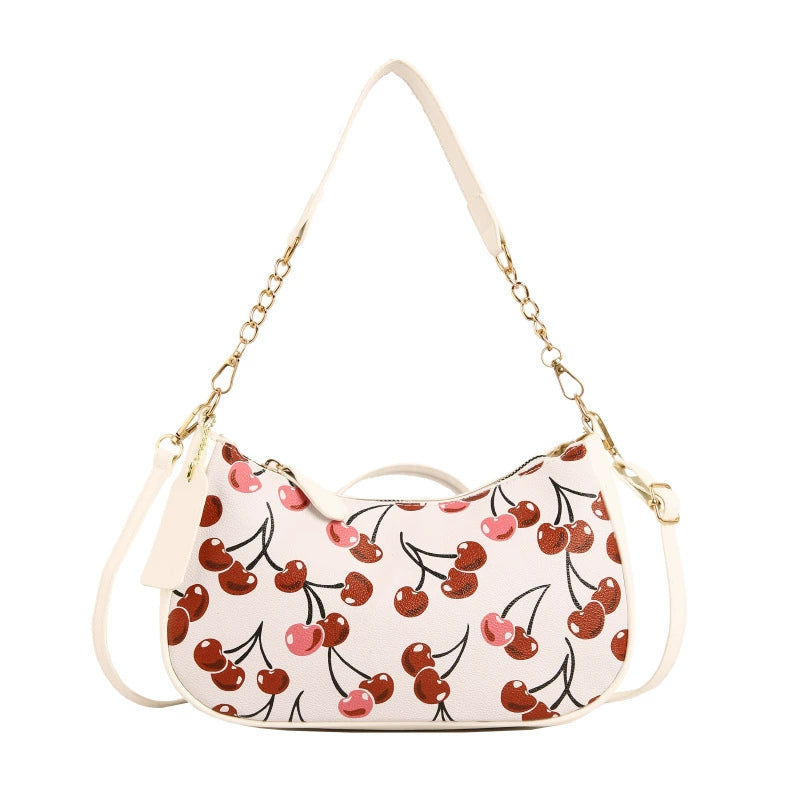 Cherry Print Hobo Shoulder Bag