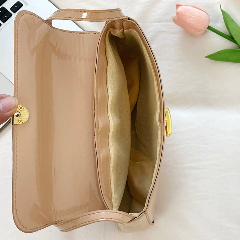 Nude Patent Leather Flap Bag