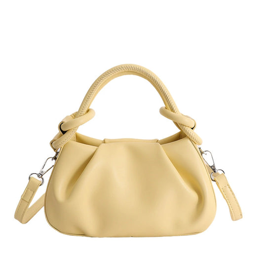 Yellow Ruched Cloud Knot Handle Bag