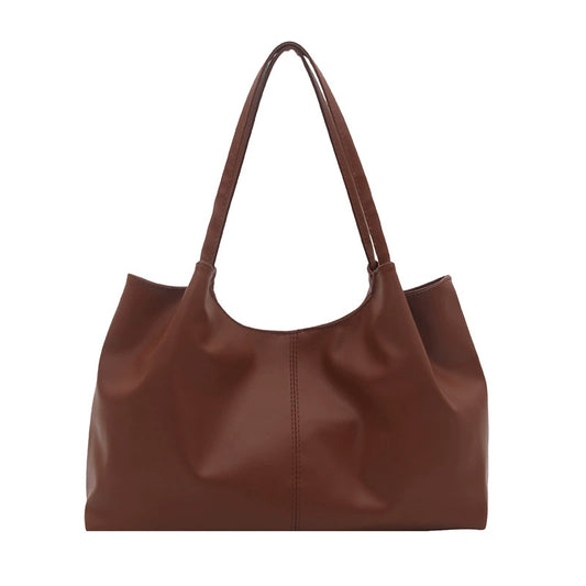 Brown Soft Leather Oversized Tote