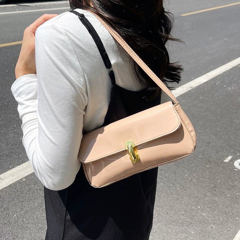 Nude Patent Leather Flap Bag