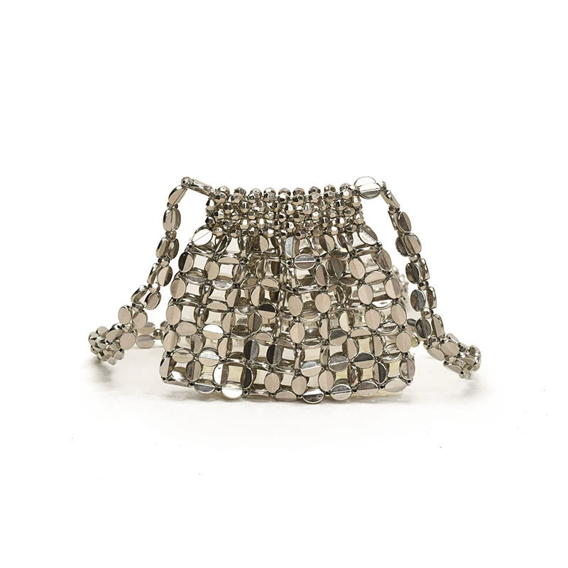 Silver Metal Sequin Chain Bag