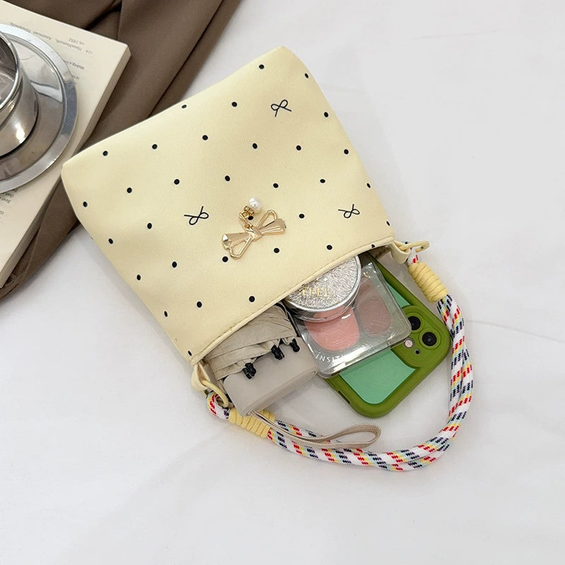 Polka Dot Bow Charm Shoulder Bag