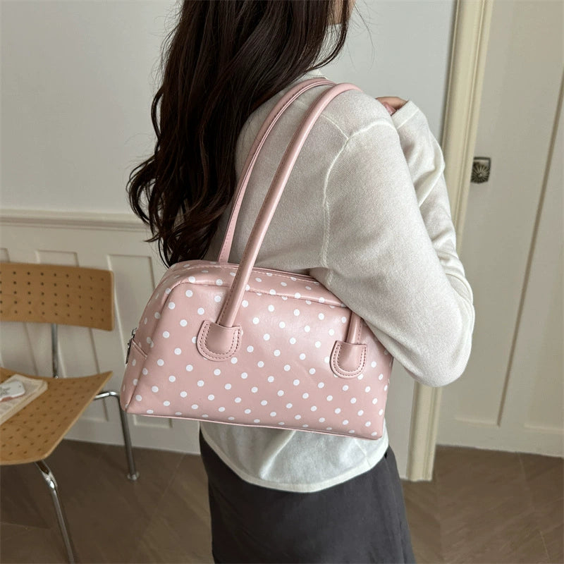 Pink Polka Dot Boston Handbag
