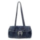 Washed Denim Buckle Flap Bag