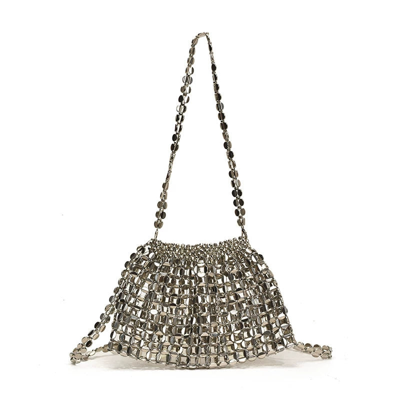 Silver Metal Sequin Chain Bag