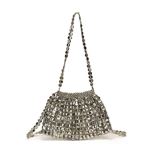 Silver Metal Sequin Chain Bag