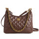 Brown Quilted Chain Hobo Bag