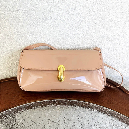 Nude Patent Leather Flap Bag