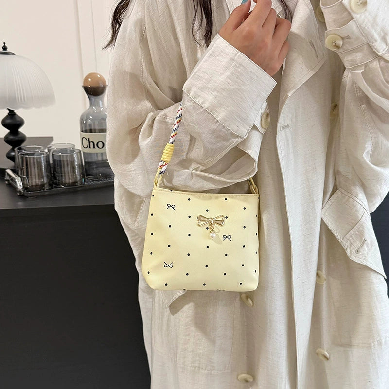 Polka Dot Bow Charm Shoulder Bag