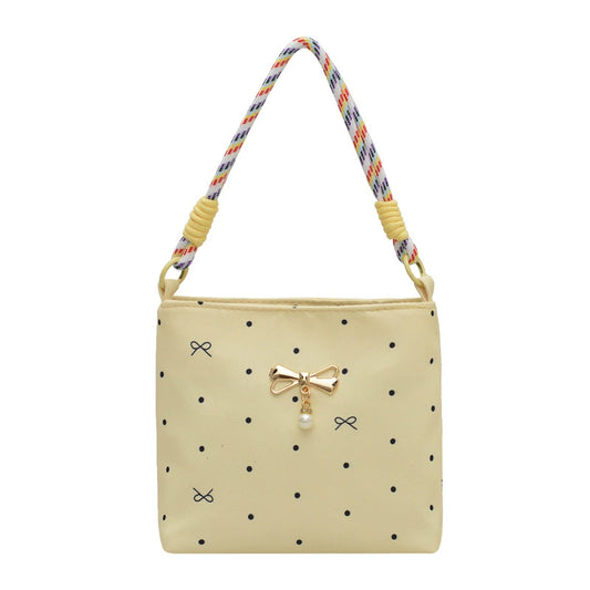 Polka Dot Bow Charm Shoulder Bag