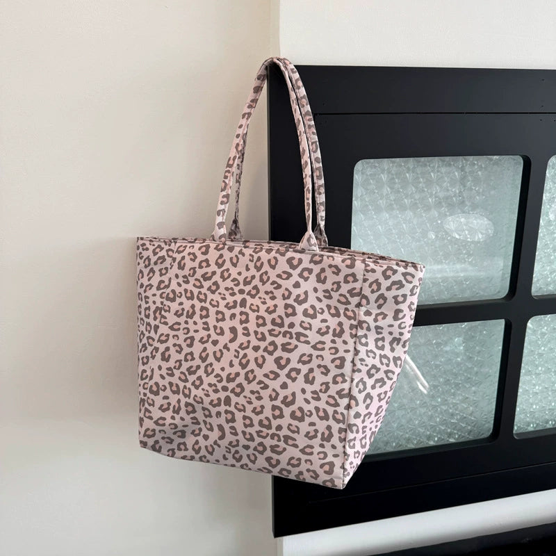 Leopard Print Canvas Tote Bag