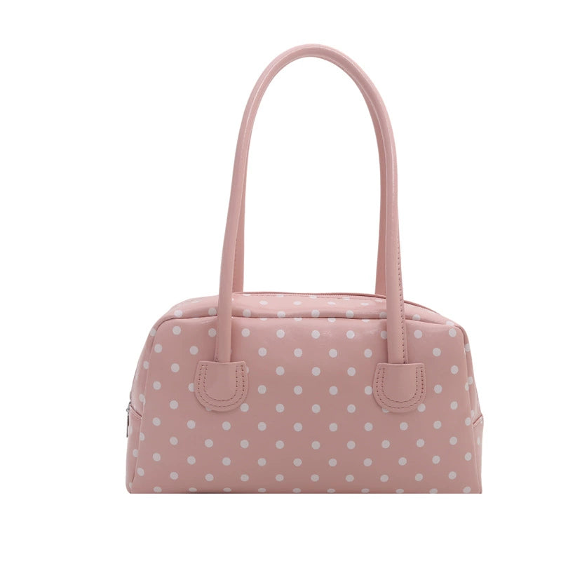 Pink Polka Dot Boston Handbag