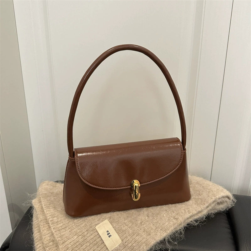 Brown Leather Flap Shoulder Bag