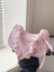 Pink Floral Bow Ruched Handle Bag