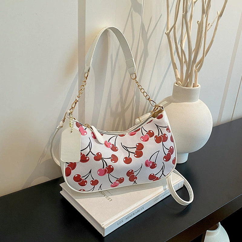 Cherry Print Hobo Shoulder Bag