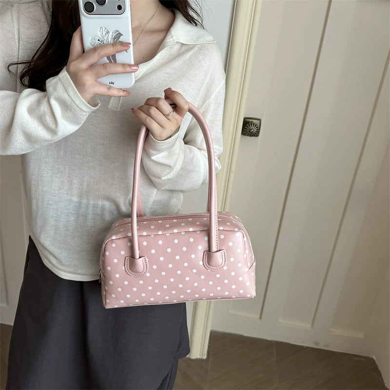 Pink Polka Dot Boston Handbag
