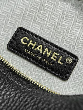 Chanel Black Textured Hobo Shoulder Bag